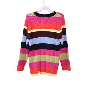 Fiorlini International Women Sweater 22/24W‎ Vintage 90s Y2K Rainbow Striped
